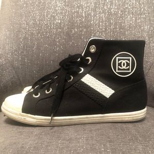 Rare Authentic CHANEL Canvas High Top Sneakers